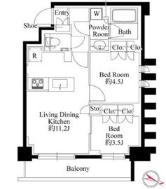 343 RESIDENCE ICHIGAYA (343レジデンス市ヶ谷) 1階 間取り図