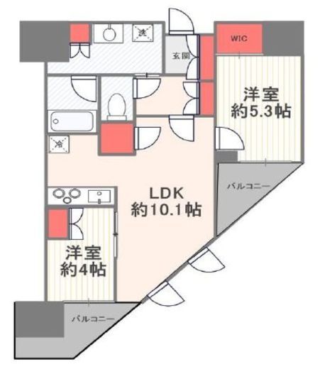 プラウド文京千駄木 13階 間取り図