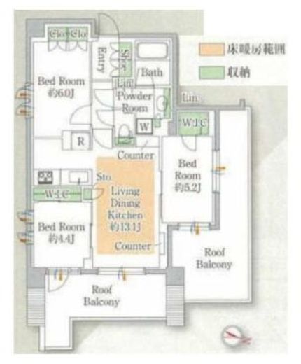 343 RESIDENCE ICHIGAYA (343レジデンス市ヶ谷) 5階 間取り図