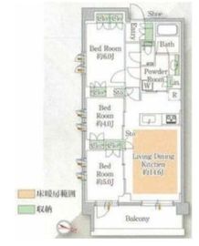 343 RESIDENCE ICHIGAYA (343レジデンス市ヶ谷) 4階 間取り図