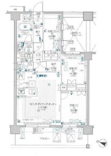 パレステージ茅ヶ崎Ⅱ 4階 間取り図