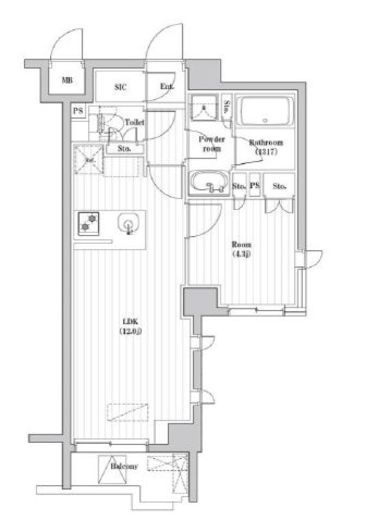 レジデンス桜新町ガーデン 306 間取り図