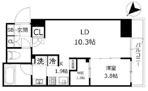 デュフレ横浜石川町 11階 間取り図