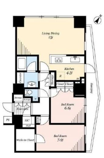アトラスタワー六本木 22階 間取り図