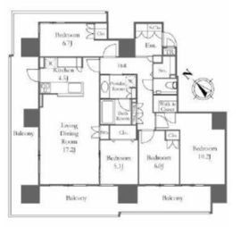 HARUMI FLAG SEA VILLAGE (晴海フラッグ シーヴィレッジ) 10階 間取り図