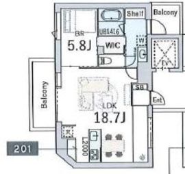 グランデュオ駒沢11 (GranDuo Komazawa11) 201 間取り図