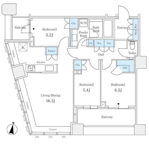 パークタワー勝どきミッド/サウス 12階 間取り図