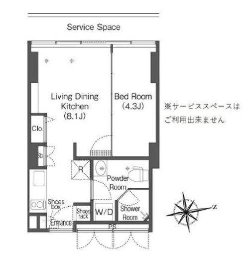 ウエリスアーバン品川タワー 1112 間取り図
