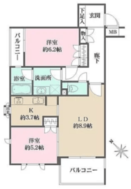 藤和シティホームズ代々木 2階 間取り図