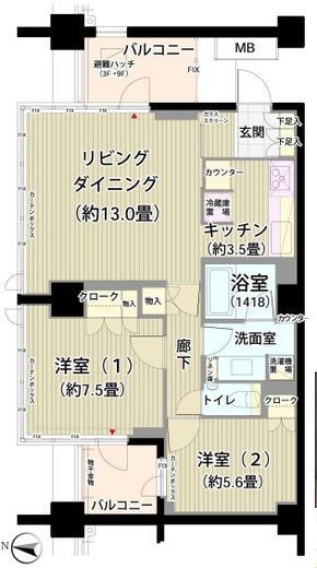 ガーデニエール砧レジデンス 809 間取り図