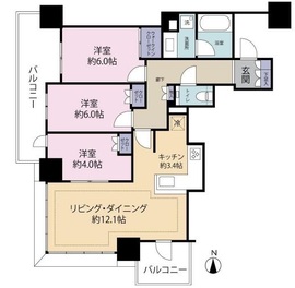 シティタワー国分寺ザ・ツインイースト 21階 間取り図