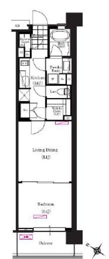 ブリリアイスト三軒茶屋ブラッサムテラス 208 間取り図
