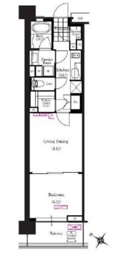 ブリリアイスト三軒茶屋ブラッサムテラス 309 間取り図
