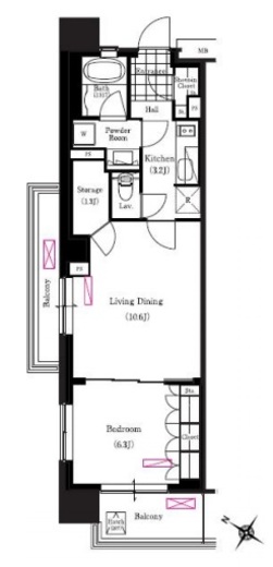 ブリリアイスト三軒茶屋ブラッサムテラス 407 間取り図