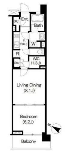 ブリリアイスト三軒茶屋ブラッサムテラス 602 間取り図
