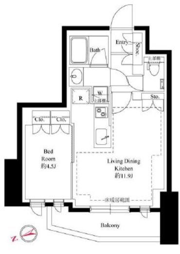 343 RESIDENCE KOURAKUEN (343レジデンス後楽園) 1階 間取り図