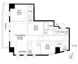 343 RESIDENCE MEGUROⅡ (343レジデンス目黒Ⅱ) 803 間取り図