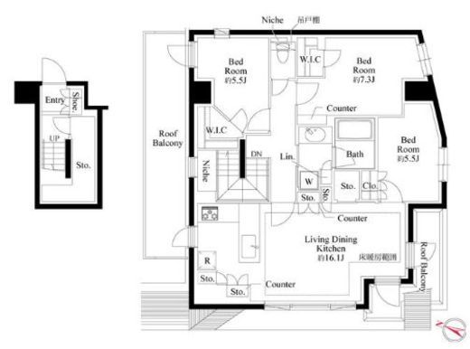 343 RESIDENCE MEGUROⅡ (343レジデンス目黒Ⅱ) 802 間取り図