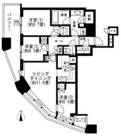 パークシティ武蔵小杉ザガーデンタワーズイースト 45階 間取り図