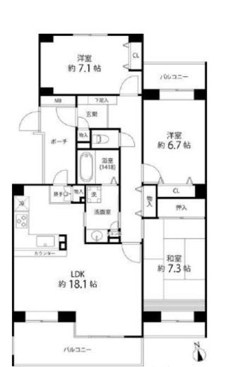 T's garden西寺尾(ティーズガーデン西寺尾) 3階 間取り図