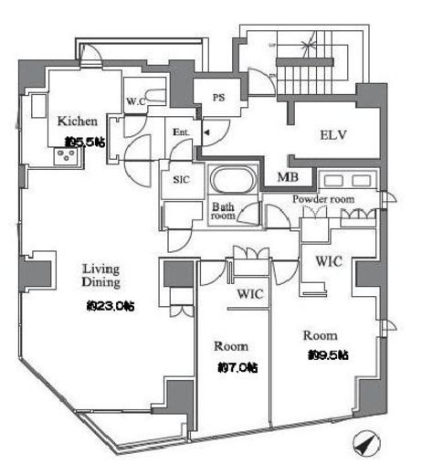 ジオ元赤坂 14階 間取り図