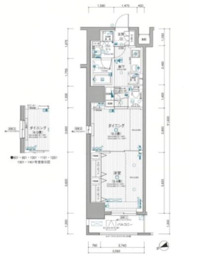 日神デュオステージ浅草三筋 13階 間取り図