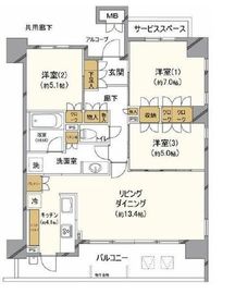 パークホームズ武蔵小杉今井南町 3階 間取り図