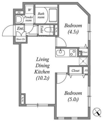 SOLASIAresidence用賀 (ソラシアレジデンス用賀) 401 間取り図