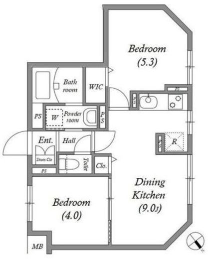 SOLASIAresidence用賀 (ソラシアレジデンス用賀) 302 間取り図