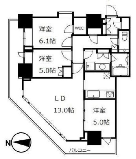 勝どきビュータワー 44階 間取り図