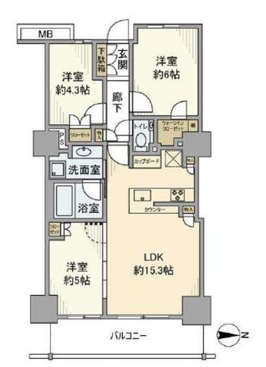 プライムパークス品川シーサイド ザ・タワー 13階 間取り図