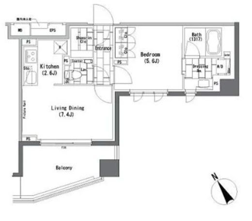 ザ・パークハビオ横浜山手 212 間取り図