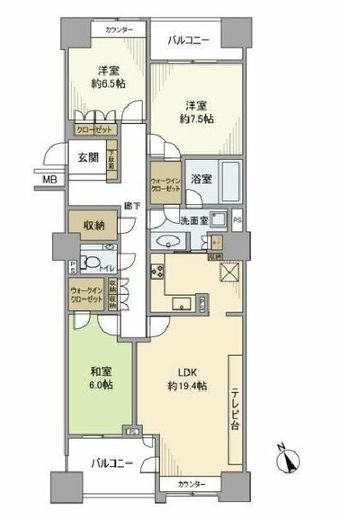 ライオンズ浜田山セントマークス 6階 間取り図