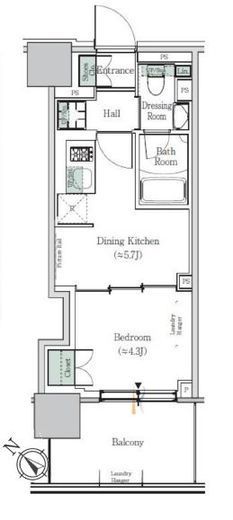 ONE ROOF RESIDENCE NISHI NIPPORI (ワンルーフレジデンス西日暮里) 707 間取り図