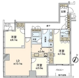 横浜ポートサイドプレイス タワーレジデンス 15階 間取り図