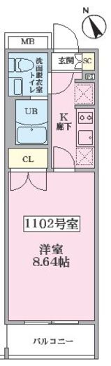 V-music蒲田 1102 間取り図