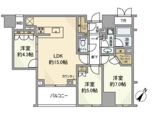 パークホームズ日本橋浜町ザレジデンス 3階 間取り図