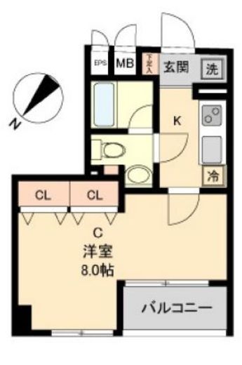 コモド水天宮レジデンス 408 間取り図