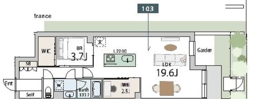 グランデュオ奥沢 (Gran Duo Okusawa) 103 間取り図