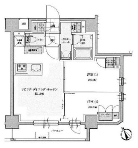 セルアージュ横浜フィエルテ 6階 間取り図