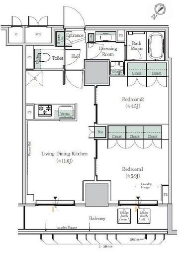 ONE ROOF RESIDENCE NISHI NIPPORI (ワンルーフレジデンス西日暮里) 203 間取り図