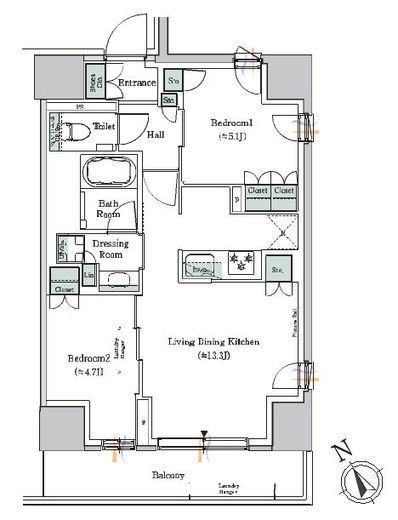 ONE ROOF RESIDENCE NISHI NIPPORI (ワンルーフレジデンス西日暮里) 509 間取り図