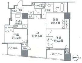 カスタリアタワー品川シーサイド 1804 間取り図