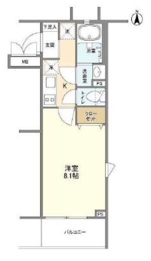 ラティエラ横濱六角橋 406 間取り図