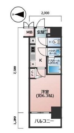 コンシェリア新宿イースト 5階 間取り図
