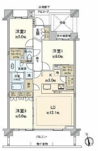 ザ・パークハウス成城彩景 5階 間取り図