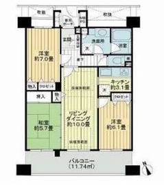 ライオンズステージ門前仲町冬木 7階 間取り図