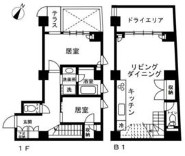代々木上原アパートメント 1階 間取り図