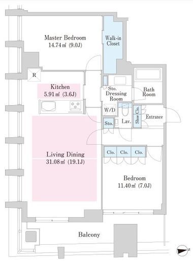 グランヴィスタ神田練塀町 2001 間取り図