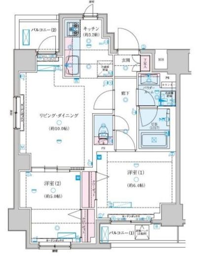 GENOVIA新子安 (ジェノヴィア新子安) 2階 間取り図